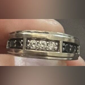 Men's 3/8 ct. tw. Black & White Diamond Ring in 10K White Gold